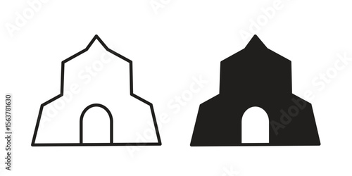 cave icon. Flat and stroke versions. Graphic elements.