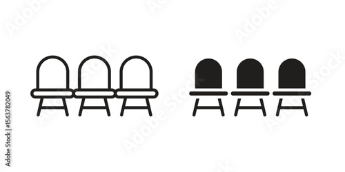 Cinema seat icon. Flat and stroke versions. Graphic elements.