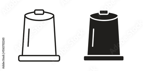 Coffee capsule icon. Flat and stroke versions. Graphic elements.