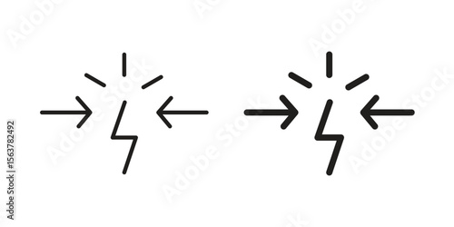 Conflict icon. Flat and stroke versions. Graphic elements.