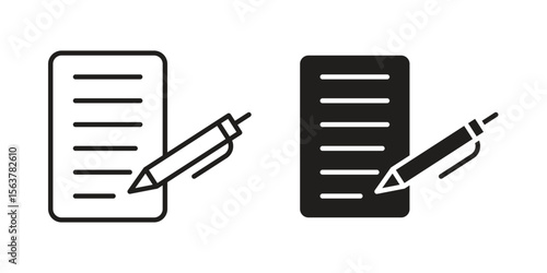 Contract icon. Flat and stroke versions. Graphic elements.