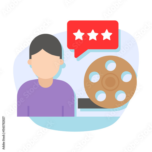 entertainment industry professional vector design,digital avatar film critic or movie reviewer concept,   Social Media Marketing Sign, Online business symbol, storyteller stock  illustration