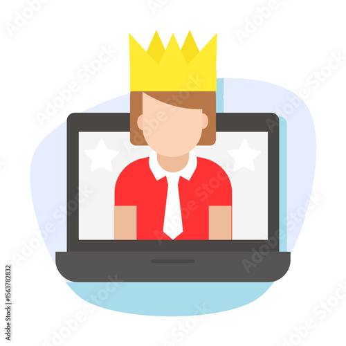 content queen podcasting vector design, Social Media Marketing Sign, Online business symbol, top streamer avatar stock  illustration. Miss Universe of Virtual World concept