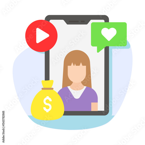 Making Money through premium Content Creation concept, Podcasts Sponsorships and listener donations vector design, Social Media Marketing Sign, Online business symbol,  direct Monetization stock