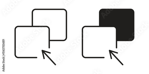 Drag and drop icon. Flat and stroke versions. Graphic elements.