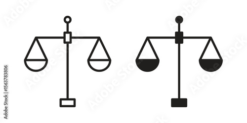 Economies of scale icon. Flat and stroke versions. Graphic elements.