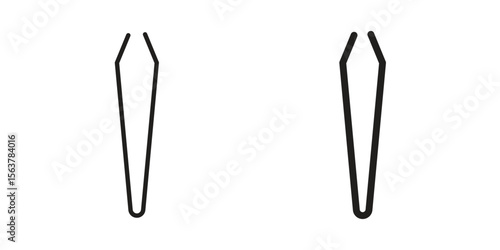 Eyebrow tweezers icon. Flat and stroke versions. Graphic elements.