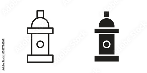 Fire hydrant icon. Flat and stroke versions. Graphic elements.