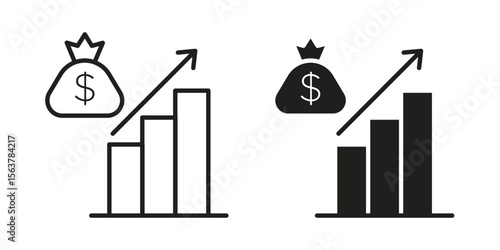 Fiscal policy icon. Flat and stroke versions. Graphic elements.