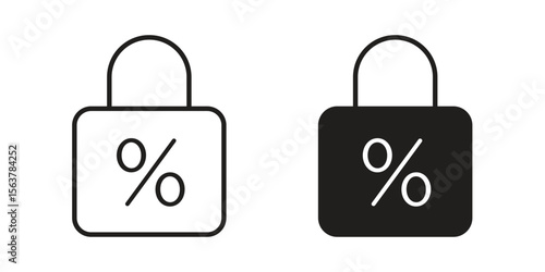Fixed rate mortgage icon. Flat and stroke versions. Graphic elements.