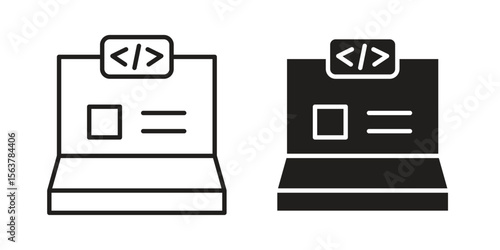 Front end icon. Flat and stroke versions. Graphic elements.