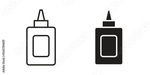 Glue icon. Flat and stroke versions. Graphic elements.