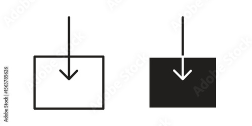 Inside icon. Flat and stroke versions. Graphic elements.
