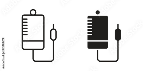 Intravenous icon. Flat and stroke versions. Graphic elements.