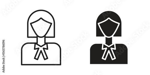 Lawyer icon. Flat and stroke versions. Graphic elements.