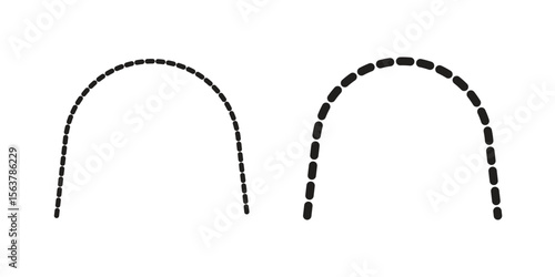 Lingual braces icon. Flat and stroke versions. Graphic elements.