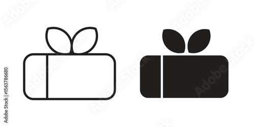 Mint gum icon. Flat and stroke versions. Graphic elements.