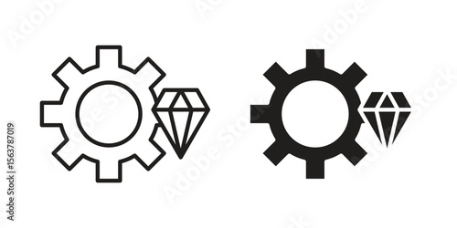 Operational excellence icon. Flat and stroke versions. Graphic elements.