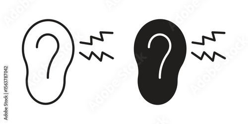 Otitis icon. Flat and stroke versions. Graphic elements.