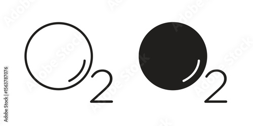 Oxygen O2 icon. Flat and stroke versions. Graphic elements.