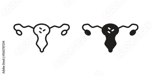 Pelvic inflammatory disease icon. Flat and stroke versions. Graphic elements.