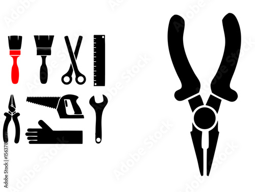 Handyman tools silhouette vector set repair construction equipment and tool collection