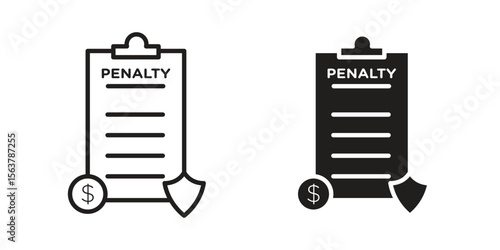 Penalty icon. Flat and stroke versions. Graphic elements.
