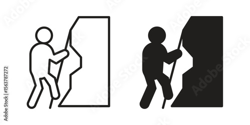 People Climbing icon. Flat and stroke versions. Graphic elements.