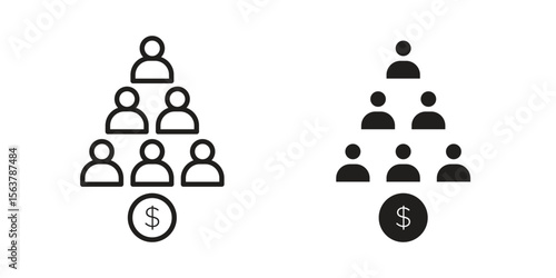 Ponzi scheme icon. Flat and stroke versions. Graphic elements.