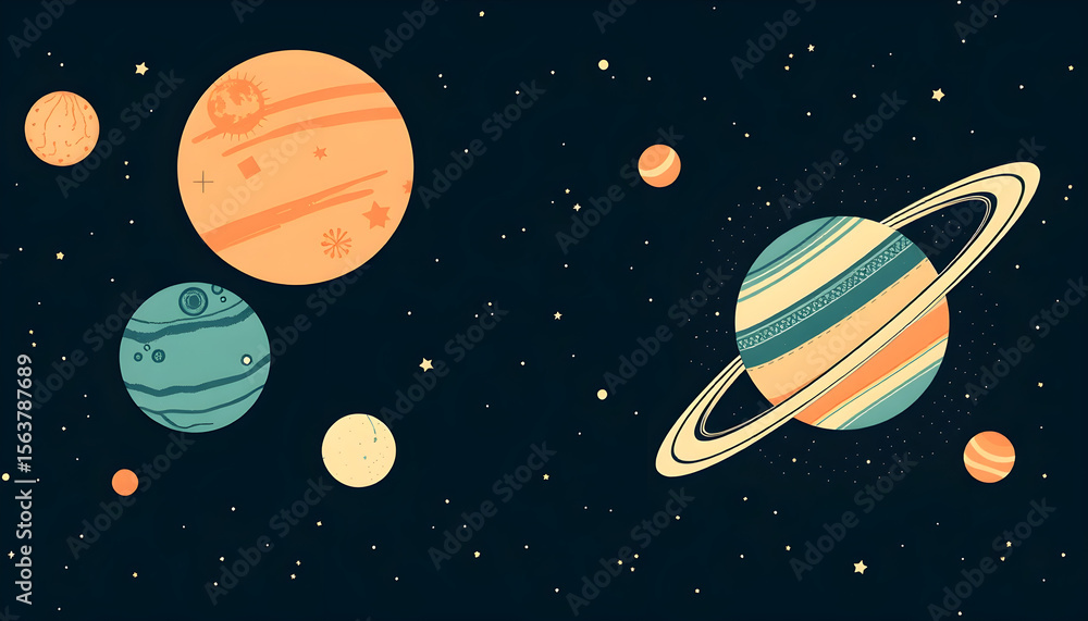 Fototapeta premium Exploring the wonders of space planets and celestial bodies illustration