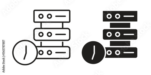 Real time data icon. Flat and stroke versions. Graphic elements.