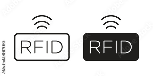 RFID icon. Flat and stroke versions. Graphic elements.