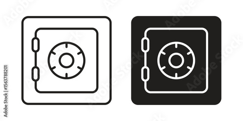 Safe icon. Flat and stroke versions. Graphic elements.