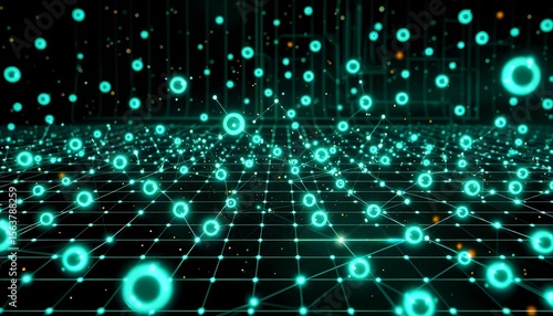 Data visualization event interactive digital network virtual space 3d perspective future concept