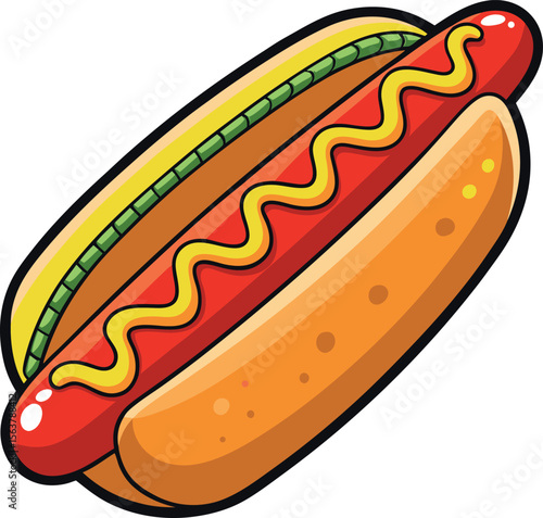 hot dog vector with mustard .
