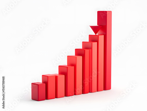 Free Download A Red Bar Graph with a Downward Arrow Illustrating Economic Decline, Market Crash, or Business Loss Against a Plain White Background in a Modern, Minimalist Style - GFXLoad