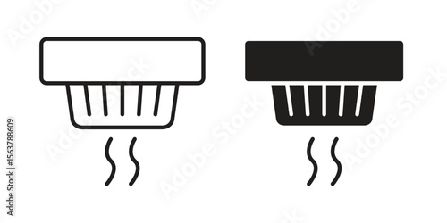 Smoke detector icon. Flat and stroke versions. Graphic elements.