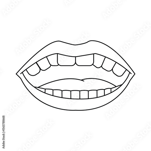 letter mouth animate line icon vector. 