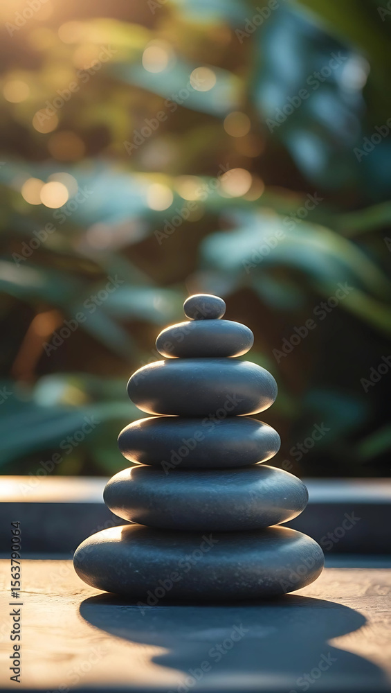 Obraz premium stacked zen stone spa light
