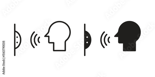Voice control icon. Flat and stroke versions. Graphic elements.