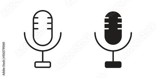 Voice recognition icon. Flat and stroke versions. Graphic elements.