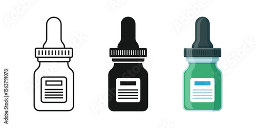 Pipette with oil drop icon set collection in flat style. Dropper bottle vector illustration on isolated background. Medical tube sign business concept.