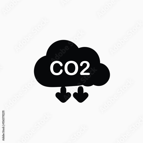 cloud co2 reduction vector icon