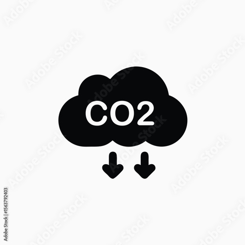 cloud co2 reduction vector icon