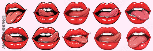 vector of woman's lips sticking out her beautiful tongue
