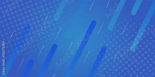 Gradient blue background with halftone memphis style. Minimal geometric. Modern futuristic concept. Suit for cover, header, business, presentation, corporate, website, flyer