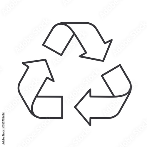 White recycling symbol black outline on transparent background