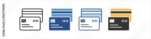 Credit Card Icon Set Multiple Style Collection