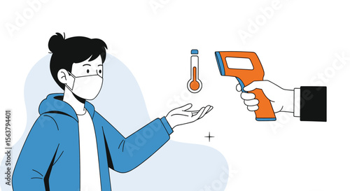 Health screening for public safety using infrared thermometer to measure body temperature during pandemic situation