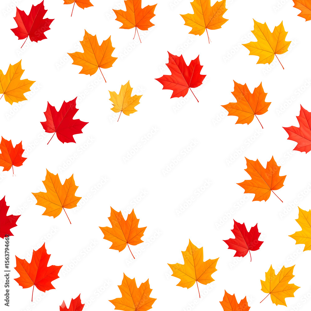 Vibrant Autumn Maple Leaves Frame Fall Foliage Design Element Vibrant Autumn Maple Leaves Frame Fall Foliage Design Element